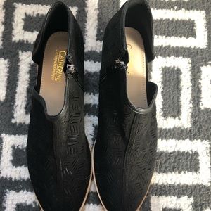 black shoes, worn twice